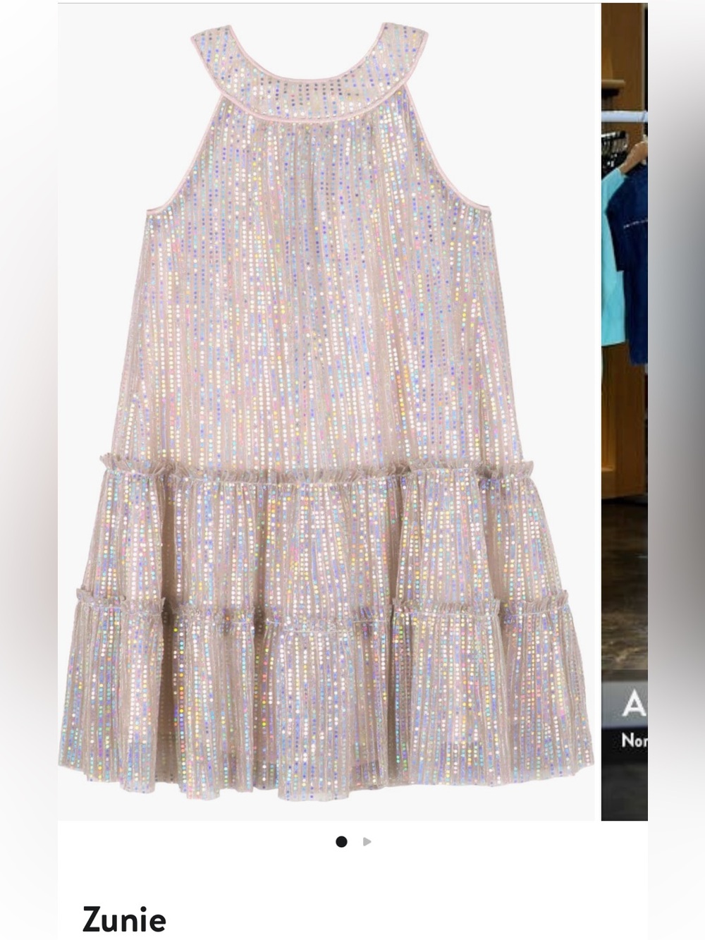 Zunie Nordstrom - Sparkling Rose Gold Tiered Party Dress
